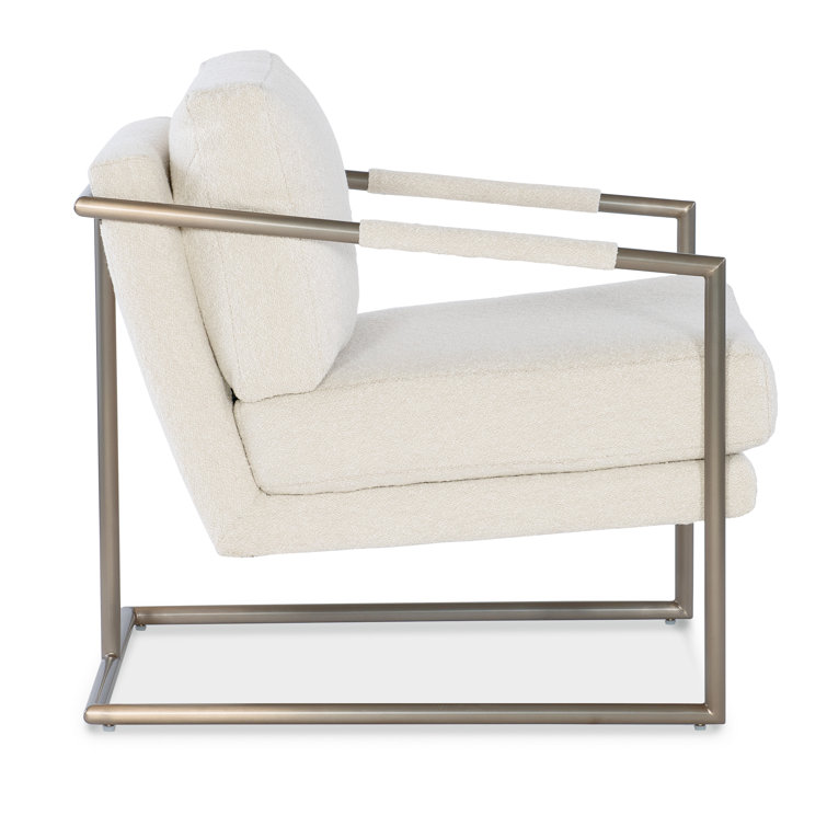 Inverness Natural Beige Leather and Metal Armchair