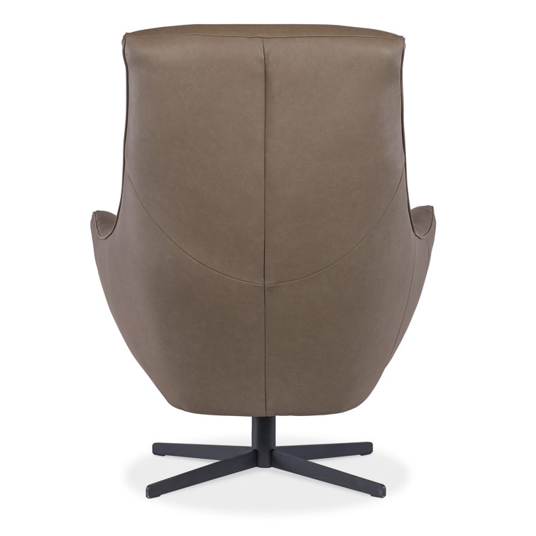 Sonnet Dust Brown Leather Swivel Chair with Black Metal Base