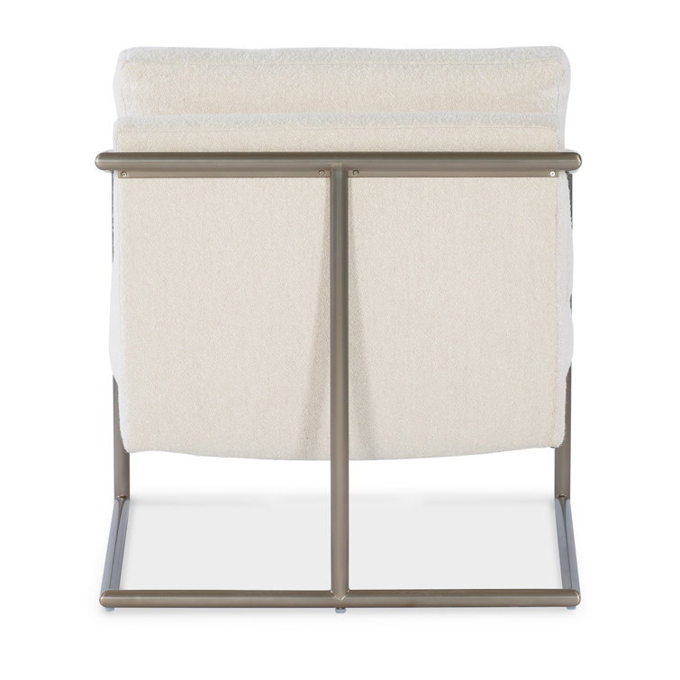 Inverness Natural Beige Leather and Metal Armchair