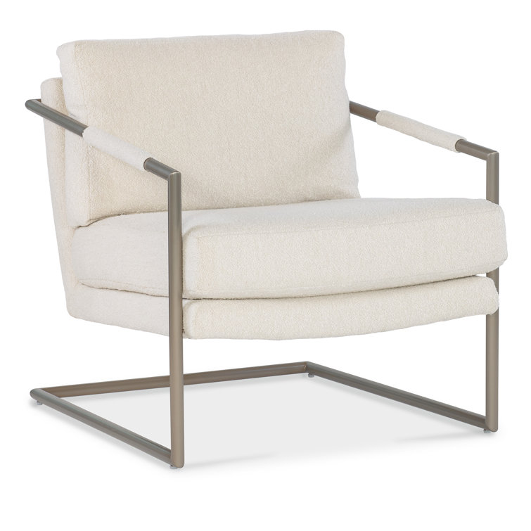 Inverness Natural Beige Leather and Metal Armchair