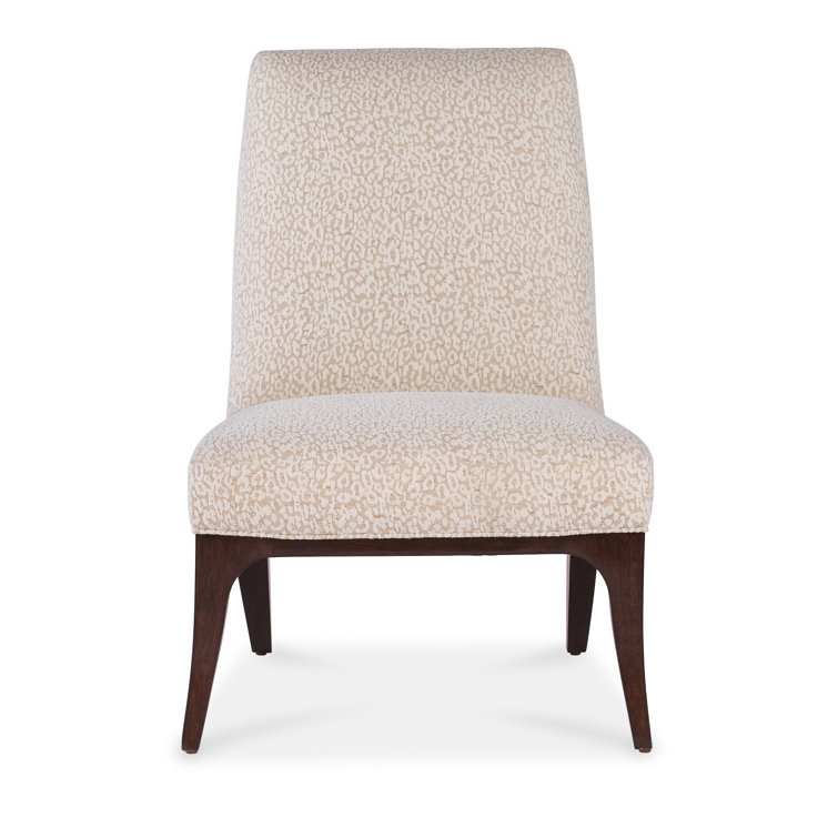 Beige Leather Slipper Chair with Wooden Legs