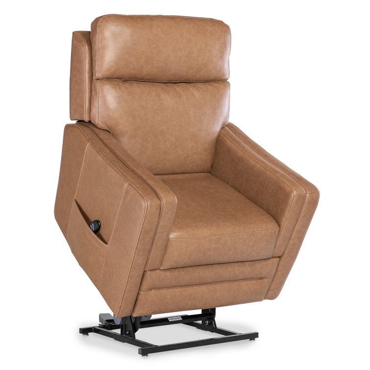 Seville Fawn Leather Power Recliner with Lift and Lumbar Support