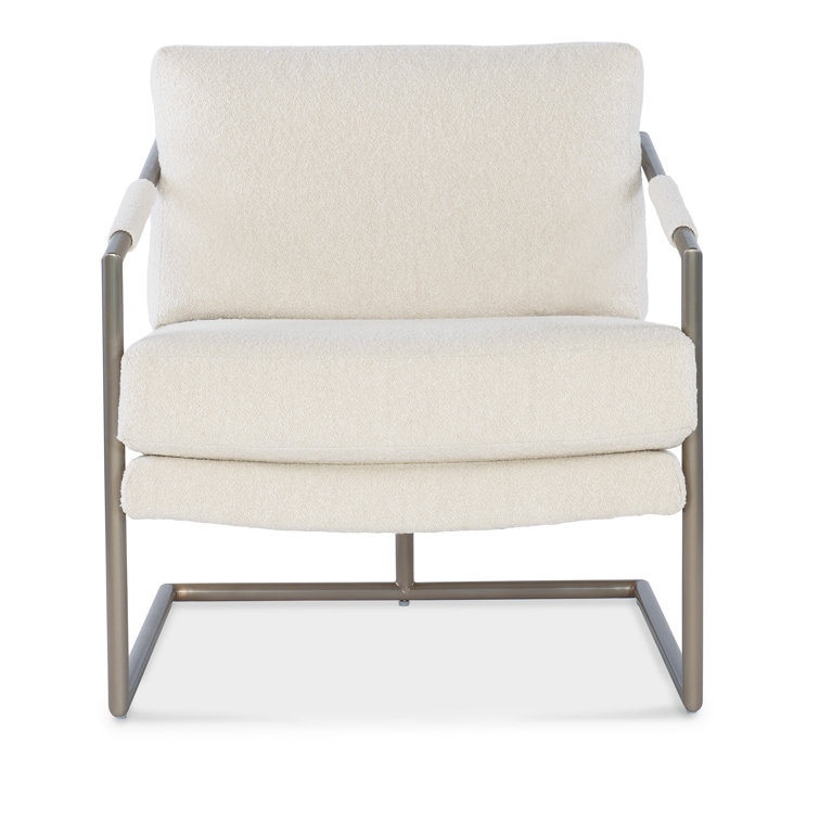 Inverness Natural Beige Leather and Metal Armchair