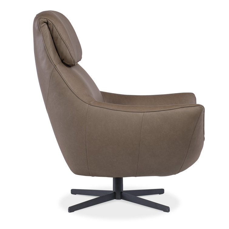 Sonnet Dust Brown Leather Swivel Chair with Black Metal Base