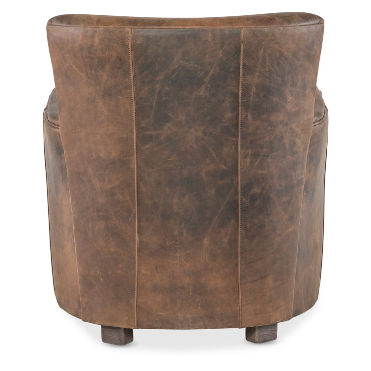 Brown Leather Transitional Swivel Accent Chair