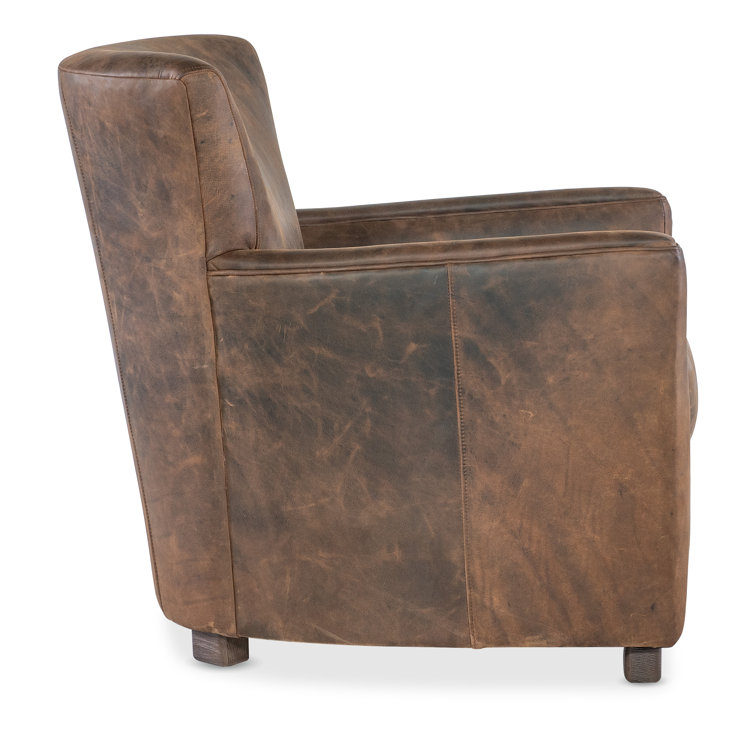Brown Leather Transitional Swivel Accent Chair
