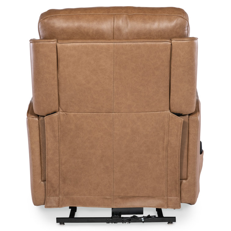 Seville Fawn Leather Power Recliner with Lift and Lumbar Support