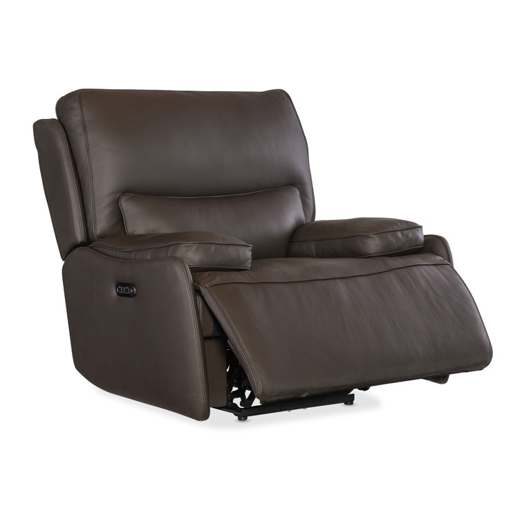 Oslo Mountain Brown Leather Zero Gravity Recliner with Metal Base
