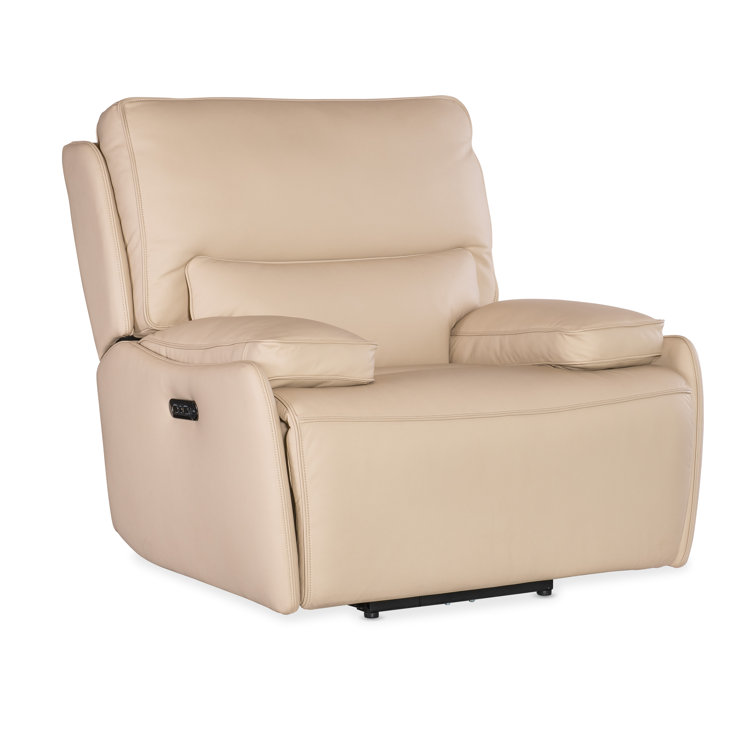 Oslo Ivory Leather Zero Gravity Power Recliner with Headrest