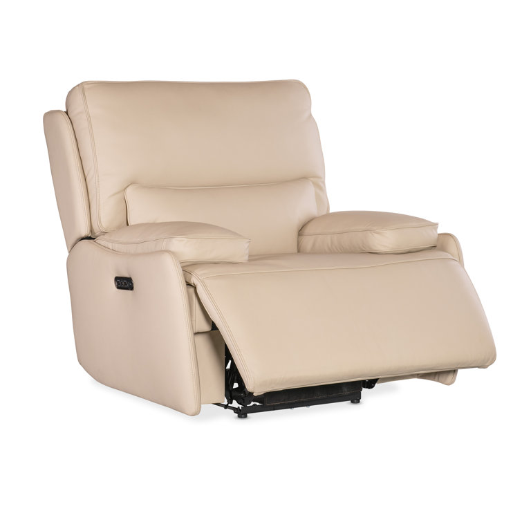 Oslo Ivory Leather Zero Gravity Power Recliner with Headrest