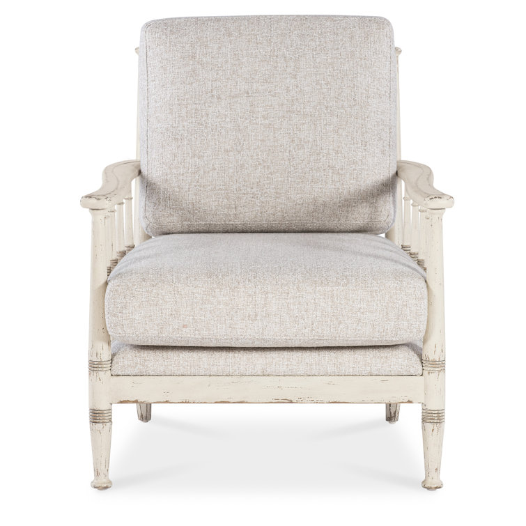 Prairie Beige Upholstered Chair with Spindle Arms