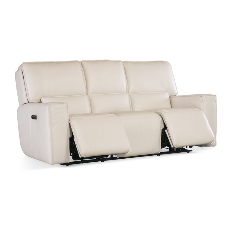 Gray Leather Zero Gravity Reclining Sofa with Track Arms