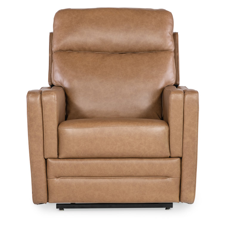 Seville Fawn Leather Power Recliner with Lift and Lumbar Support