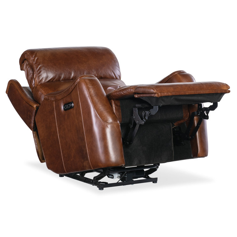 Carrington Walnut Leather Zero Gravity Recliner with Power Headrest