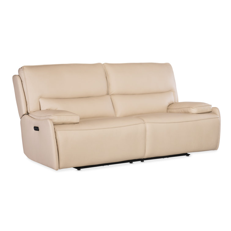 Oslo Ivory Leather Reclining Sofa with Pillow-top Arms