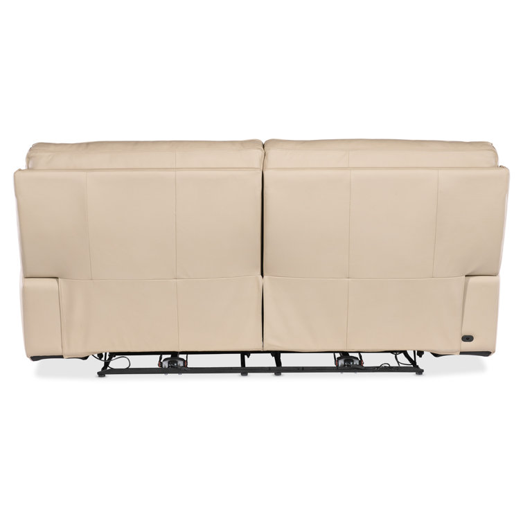 Oslo Ivory Leather Reclining Sofa with Pillow-top Arms