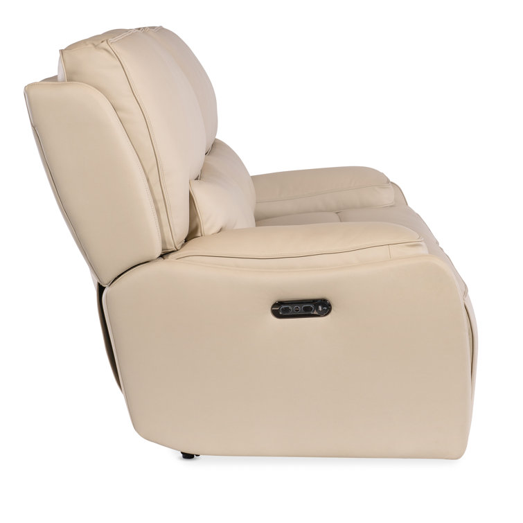 Oslo Ivory Leather Reclining Sofa with Pillow-top Arms
