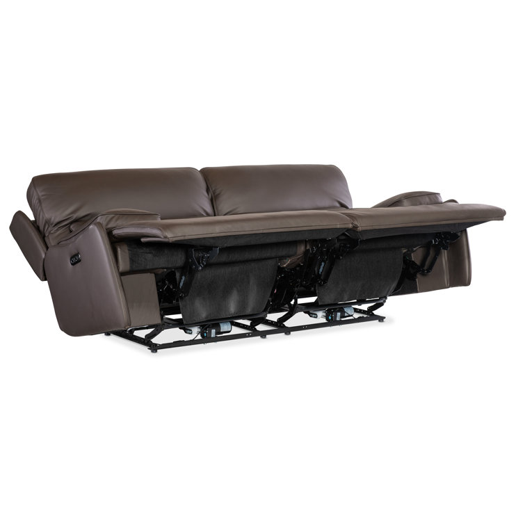 Oslo Mountain Brown Leather Reclining Sofa with Pillow-top Arms