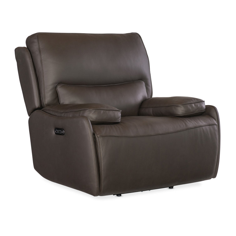 Oslo Mountain Brown Leather Zero Gravity Recliner with Metal Base