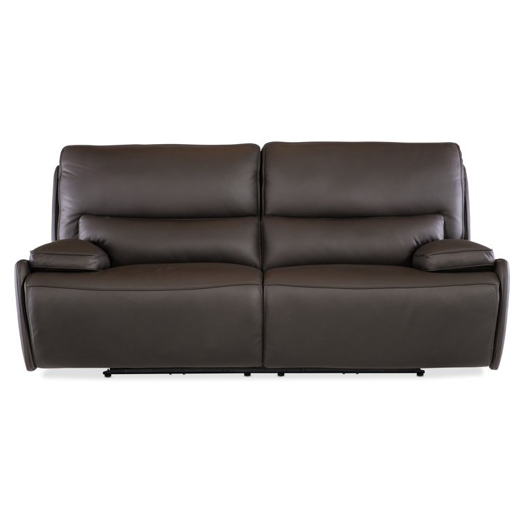 Oslo Mountain Brown Leather Reclining Sofa with Pillow-top Arms