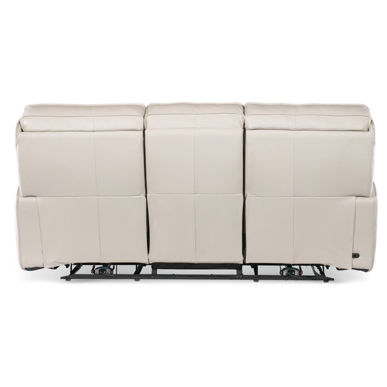 Gray Leather Zero Gravity Reclining Sofa with Track Arms