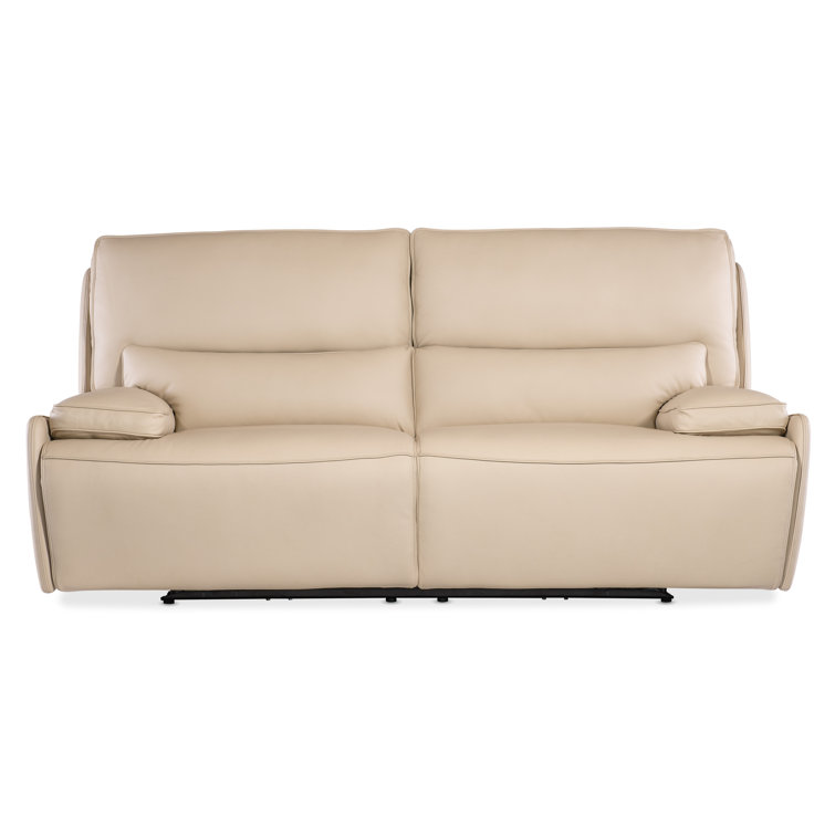 Oslo Ivory Leather Reclining Sofa with Pillow-top Arms