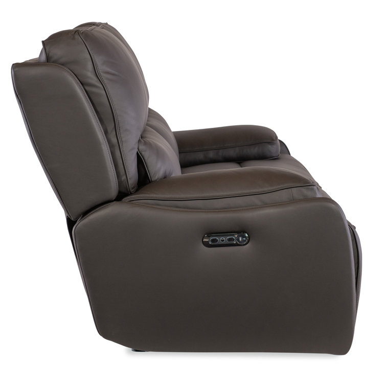 Oslo Mountain Brown Leather Reclining Sofa with Pillow-top Arms
