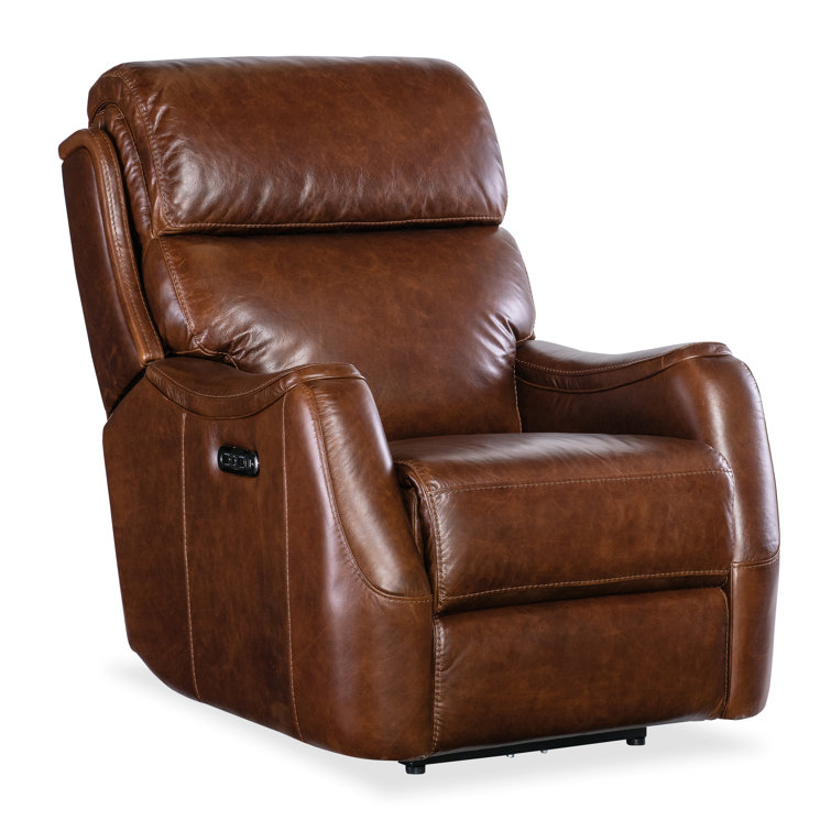 Carrington Walnut Leather Zero Gravity Recliner with Power Headrest