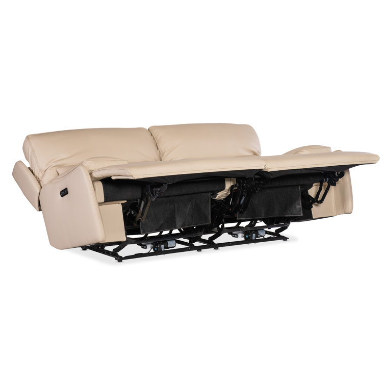 Oslo Ivory Leather Reclining Sofa with Pillow-top Arms