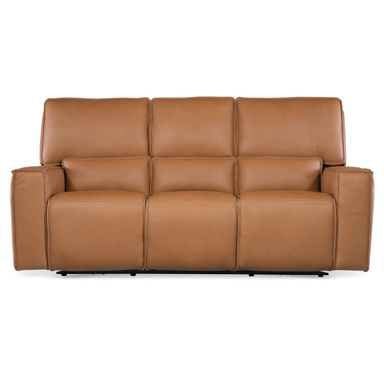 Miles Light Brown Leather Zero Gravity Reclining Sofa