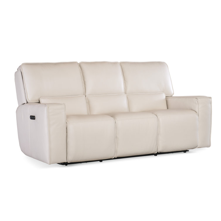Gray Leather Zero Gravity Reclining Sofa with Track Arms