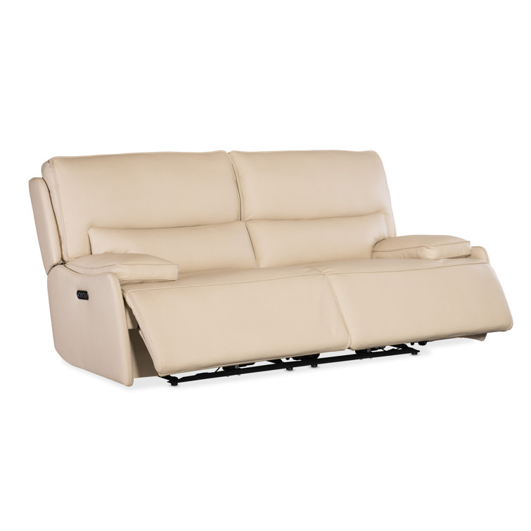 Oslo Ivory Leather Reclining Sofa with Pillow-top Arms