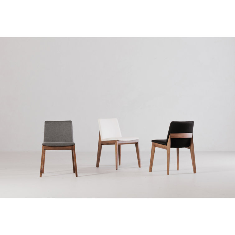 Black Faux Leather Upholstered Side Chair with Oak Frame