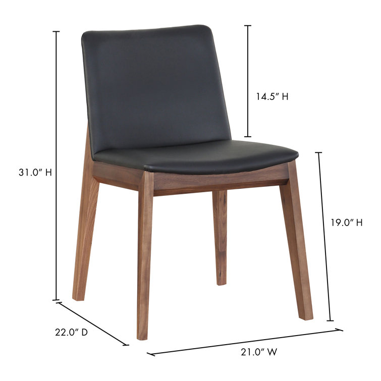 Black Faux Leather Upholstered Side Chair with Oak Frame