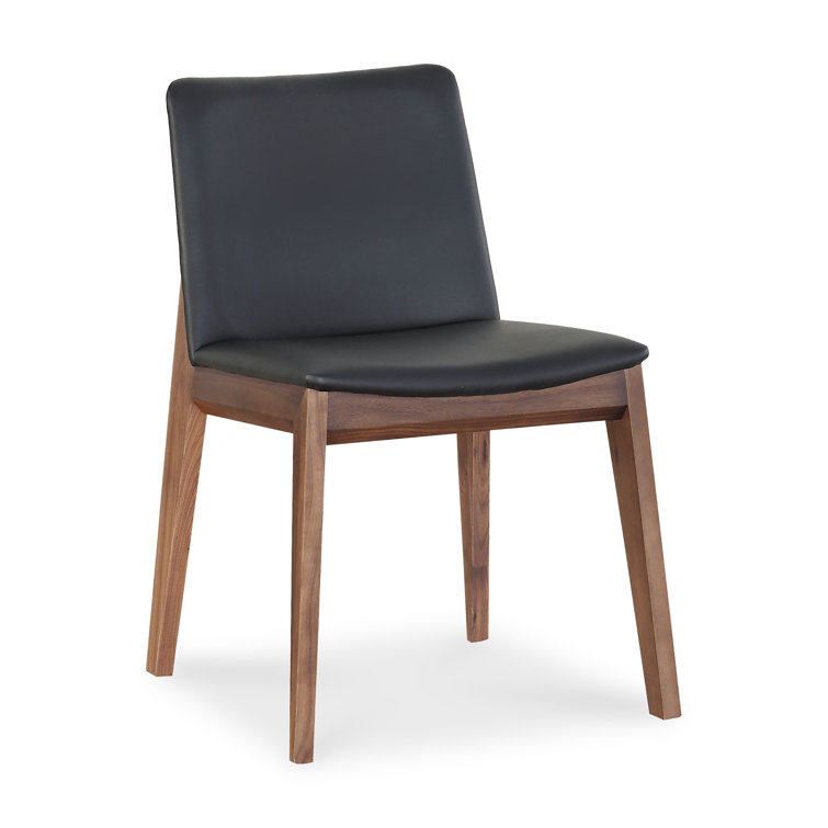 Black Faux Leather Upholstered Side Chair with Oak Frame