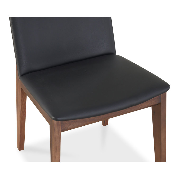 Black Faux Leather Upholstered Side Chair with Oak Frame