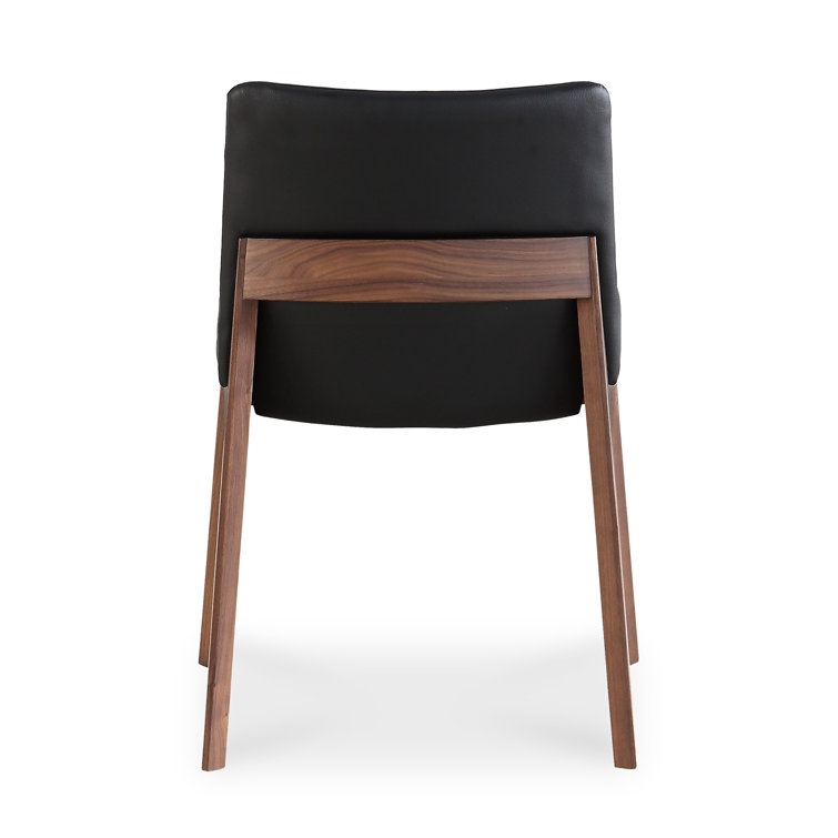 Black Faux Leather Upholstered Side Chair with Oak Frame