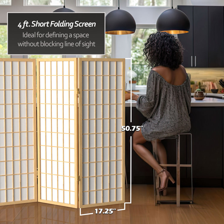 Natural 4-Panel Shoji Screen Room Divider
