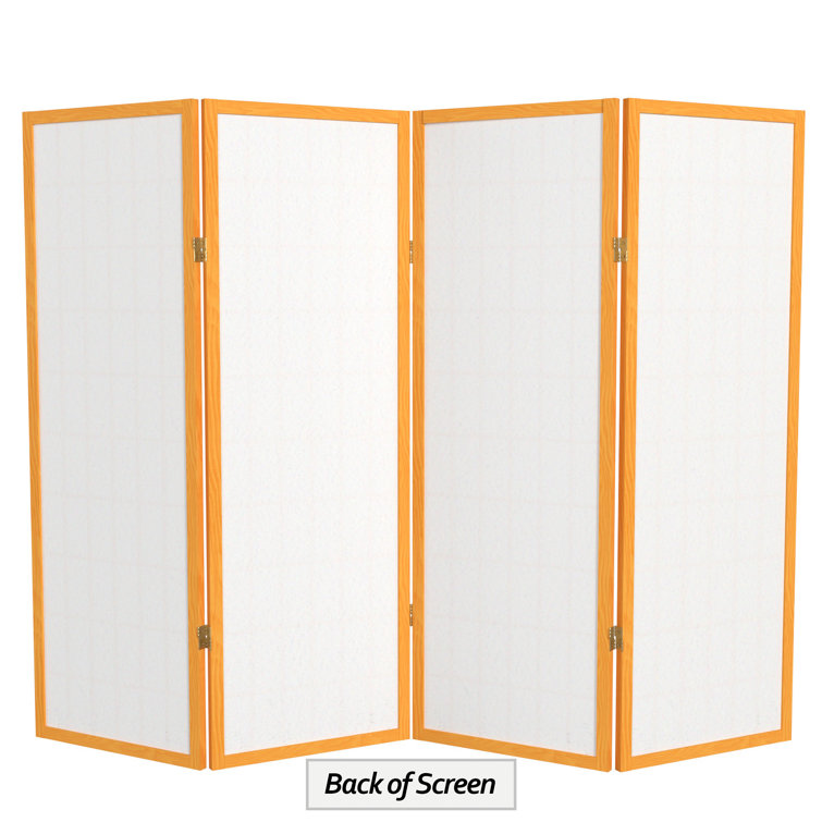 Honey 4-Panel Shoji Folding Room Divider