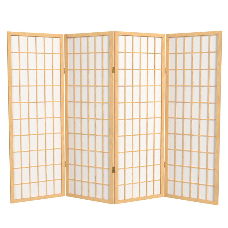 Natural 4-Panel Shoji Screen Room Divider