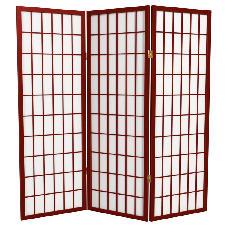Rosewood 4 ft. Tall Shoji Screen with White Rice Paper Panels
