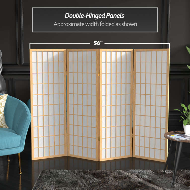 Natural 4-Panel Shoji Screen Room Divider