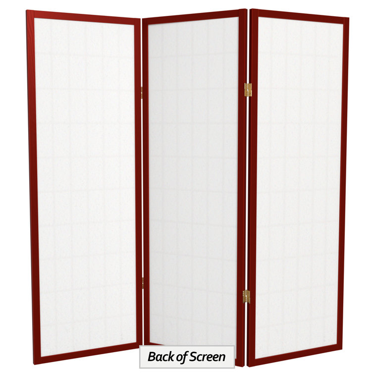 Rosewood 4 ft. Tall Shoji Screen with White Rice Paper Panels