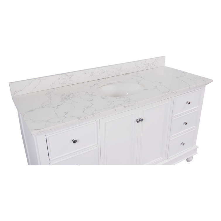 Ferdinand 60'' White Pine Single Bathroom Vanity with Engineered Marble Top