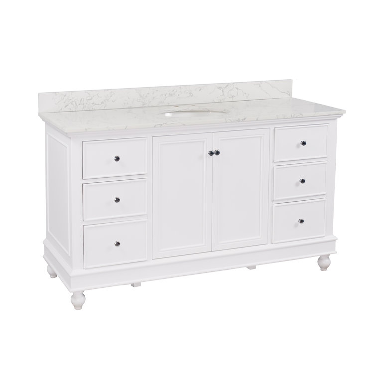Ferdinand 60'' White Pine Single Bathroom Vanity with Engineered Marble Top