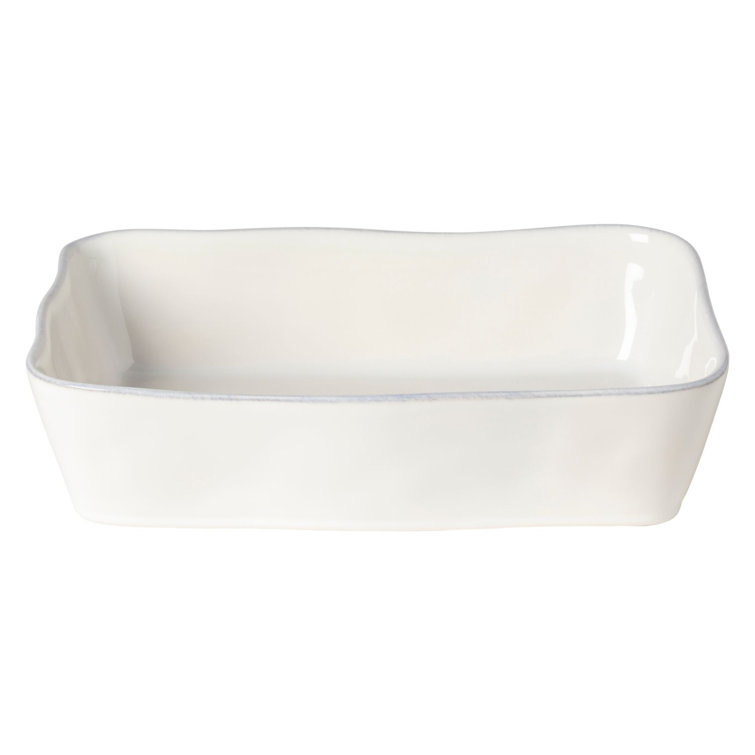 Livia White Glossy Stoneware Rectangle Baker