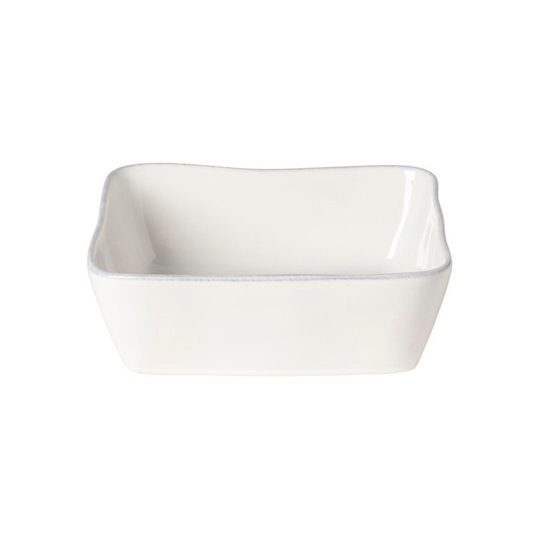 Livia White Glossy Stoneware Rectangle Baker