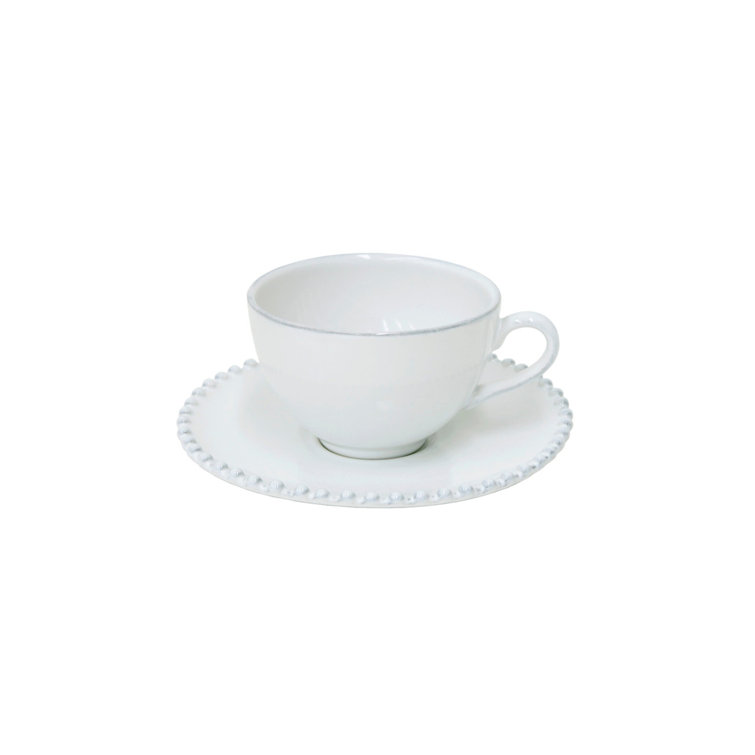 White Ceramic Tea Cup and Saucer Set