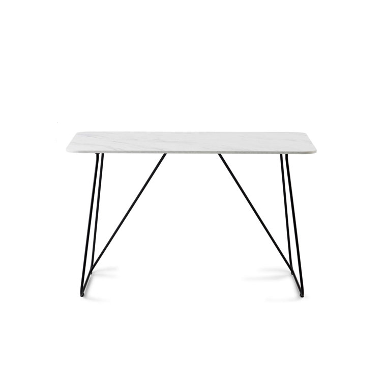 Calcutta Marble and Charcoal Wire Frame Desk