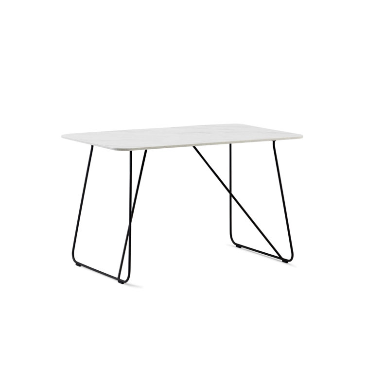 Calcutta Marble and Charcoal Wire Frame Desk